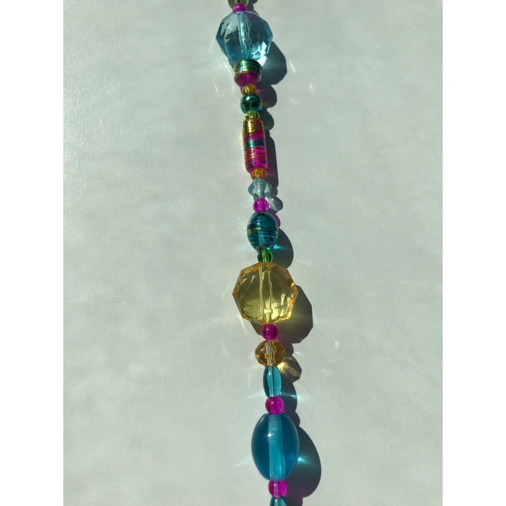 Beaded Suncatcher Yellow Pink Blue Crystal Prism Hanging Patio Decor Yard Art - Picture 5 of 7